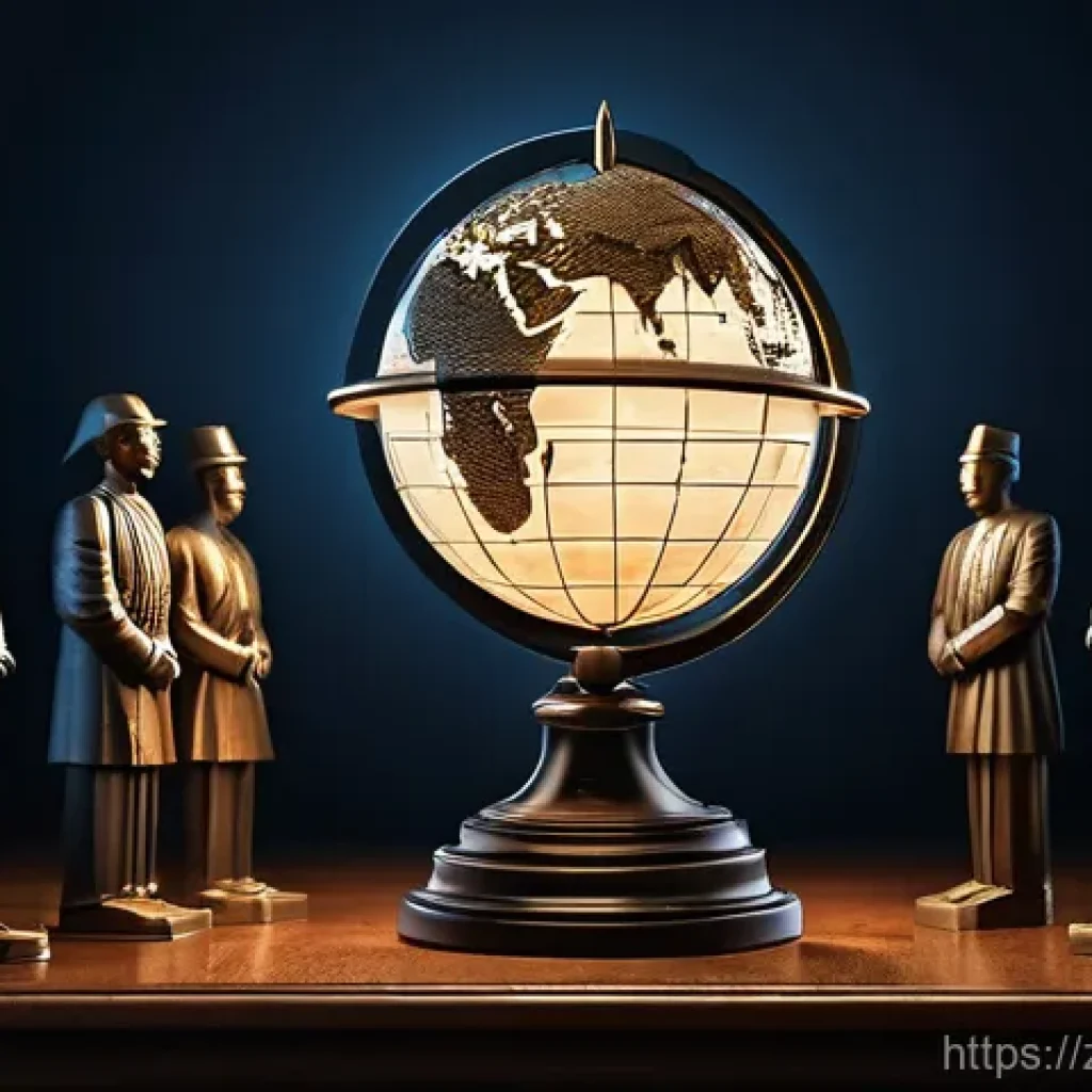 국제법상 국제형사재판소 역할 - **Prompt:** A majestic, ethereal beacon of light pierces through a subtly darkened, stylized globe, ...