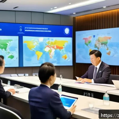 지적재산권법상 국제 지식재산권 협약 - A modern international conference room scene with diverse professionals from various countries colla...